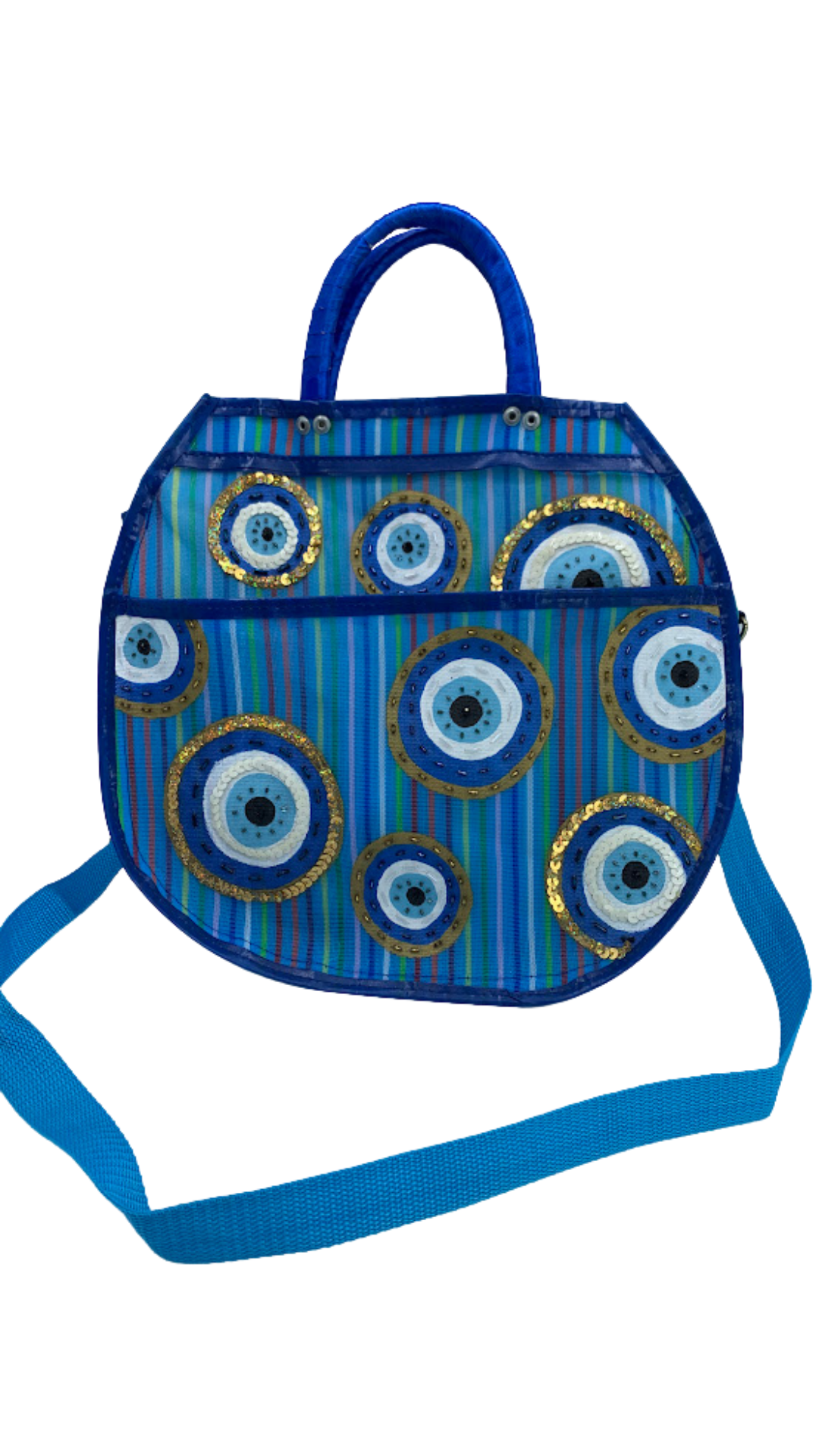 Evil eye embroidered mercado handbag