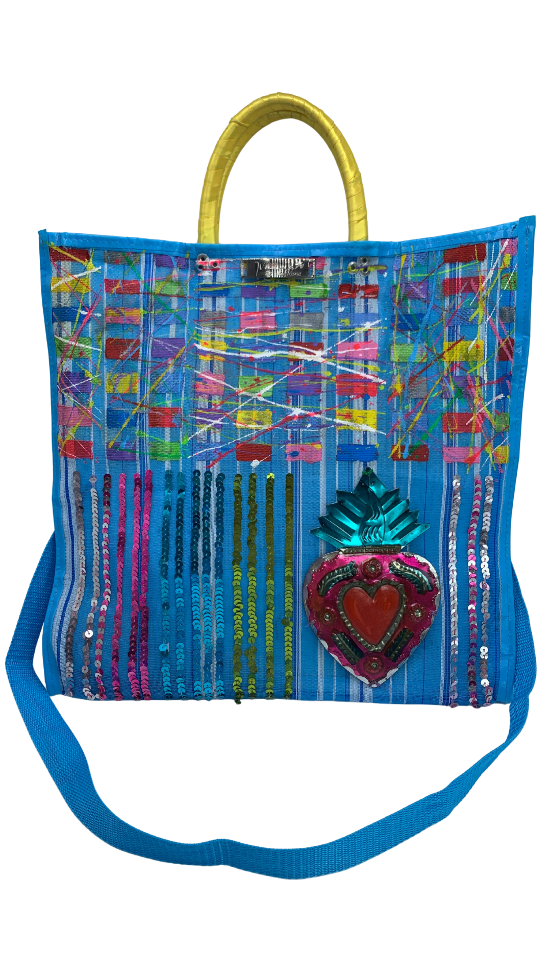 Handmade brass and hand painted heart bag