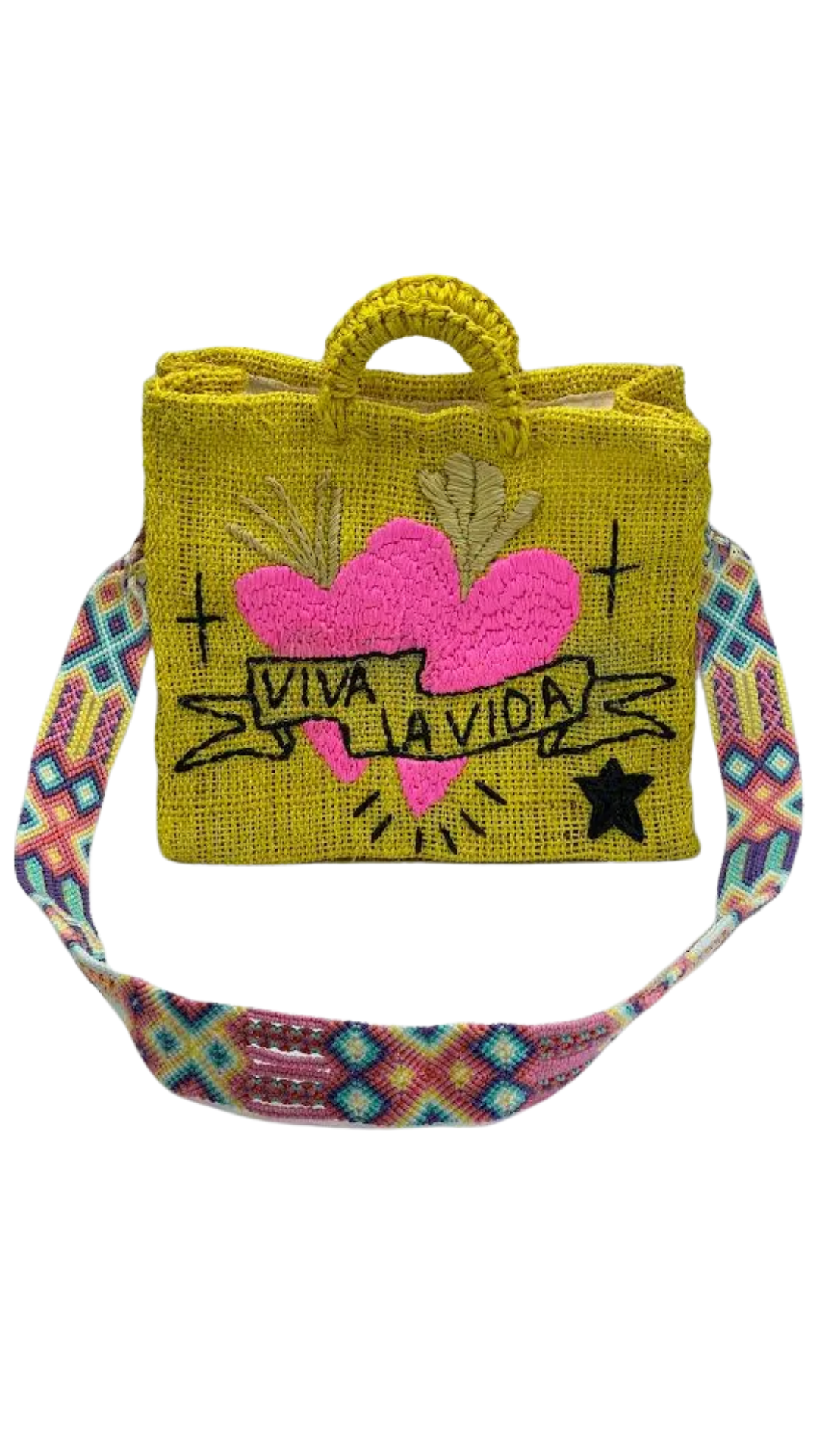 Heart bag with ribbon, live life