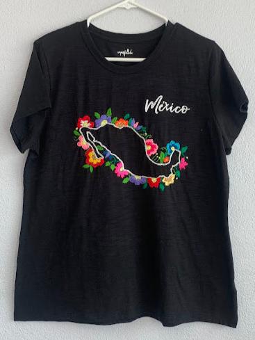 Floral Mexico map short sleeve t-shirt