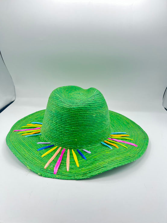 Embroidered Mexican heart straw hat