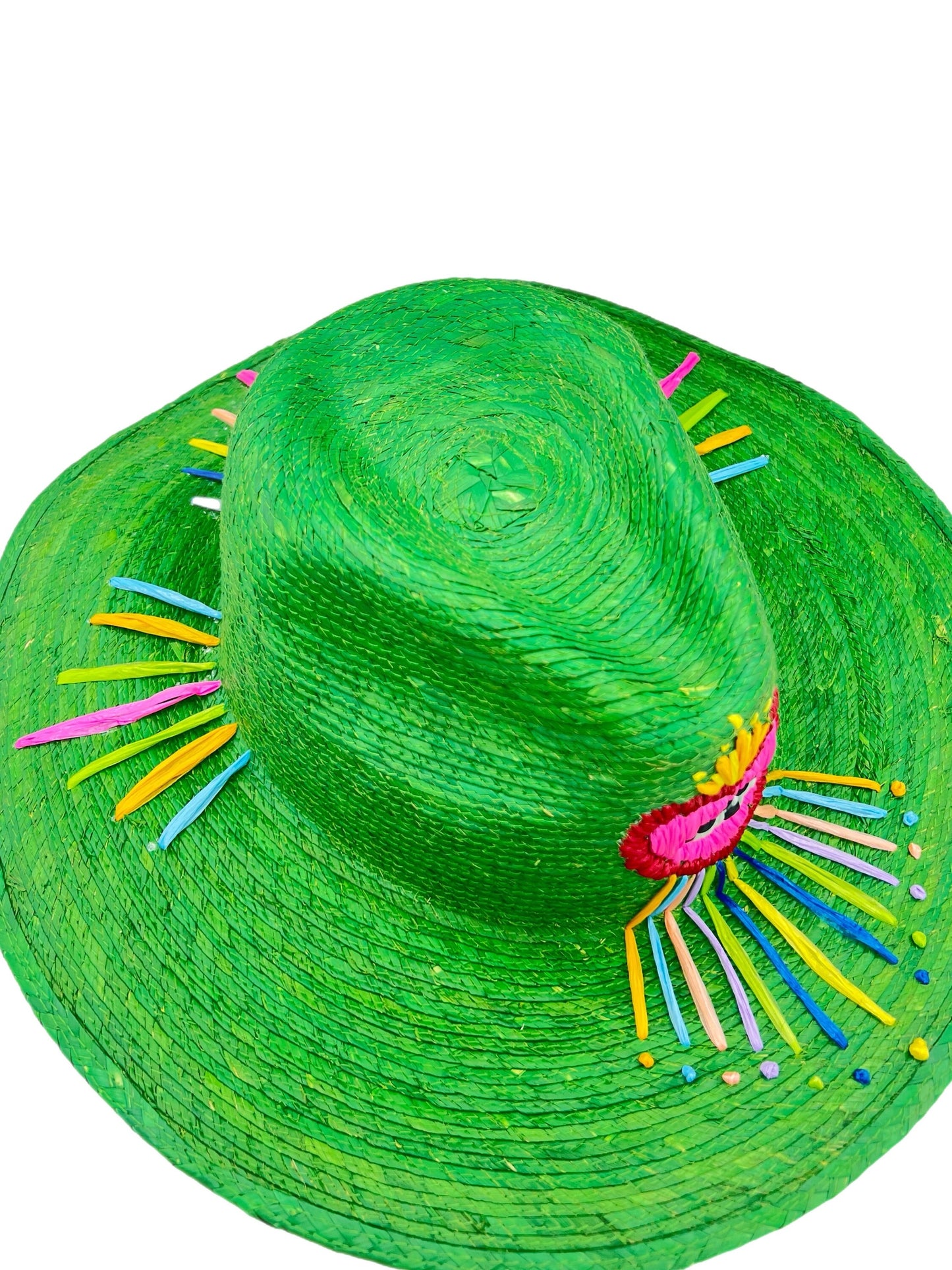 Embroidered Mexican heart straw hat