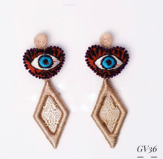 HEART EARRING WITH EMBROIDERED EYE
