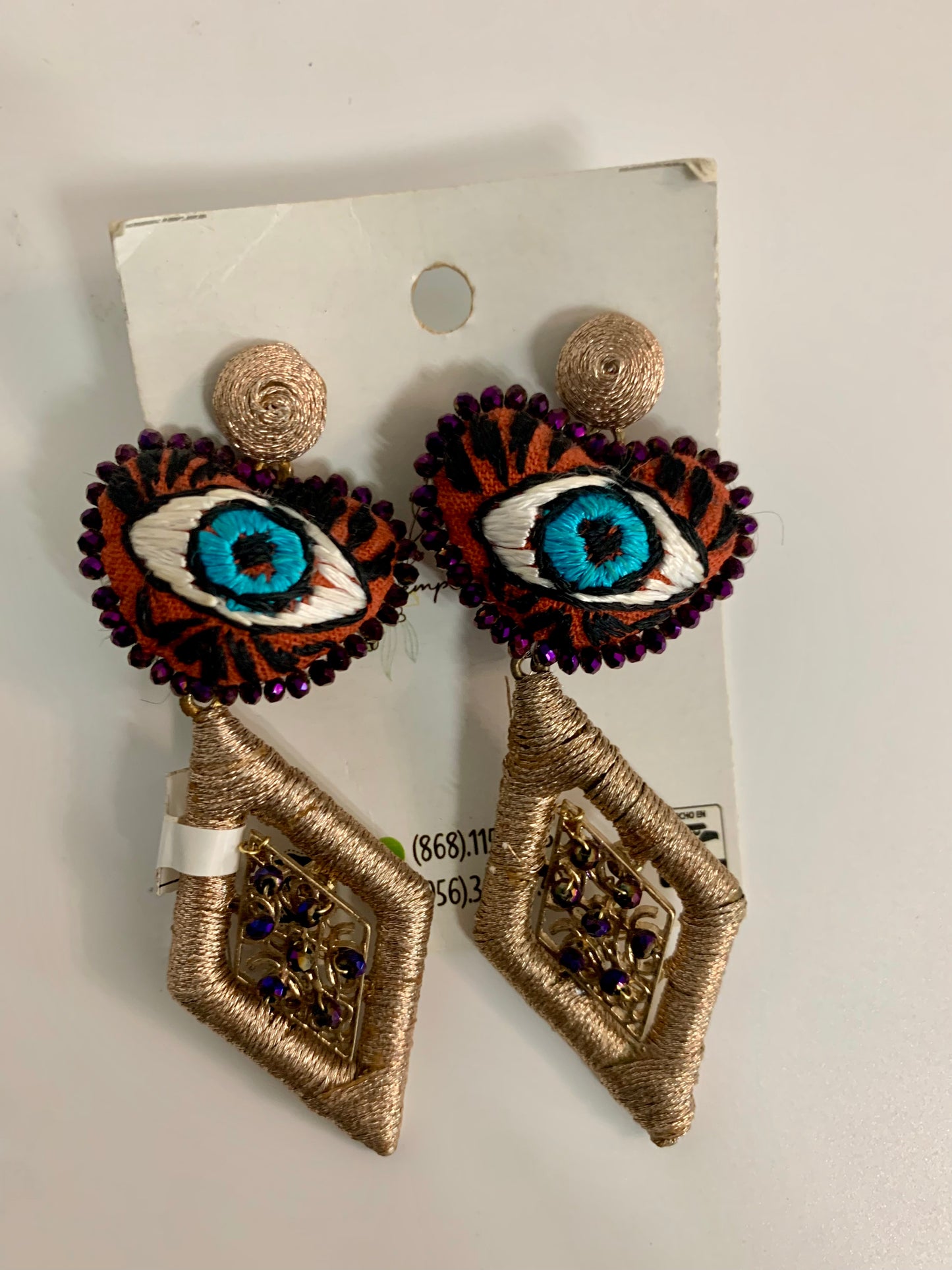 HEART EARRING WITH EMBROIDERED EYE