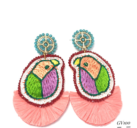 TOUCAN EMBROIDERED EARRING