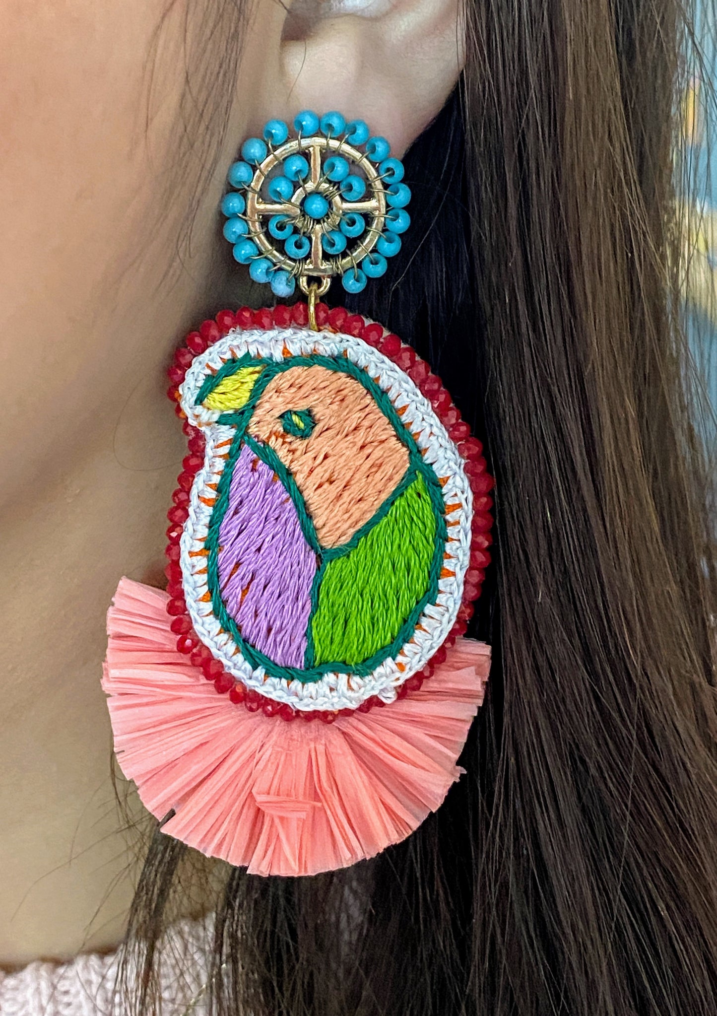 TOUCAN EMBROIDERED EARRING