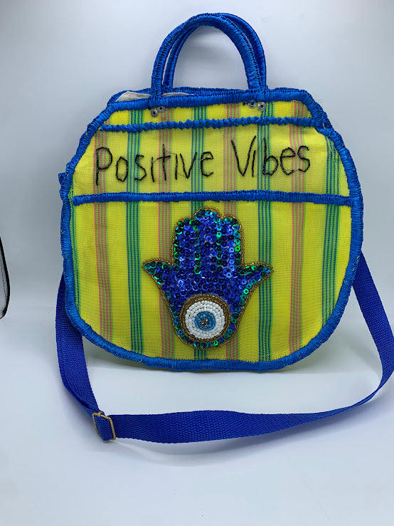 Hemsa hand Evil eye embroidered mercado handbag