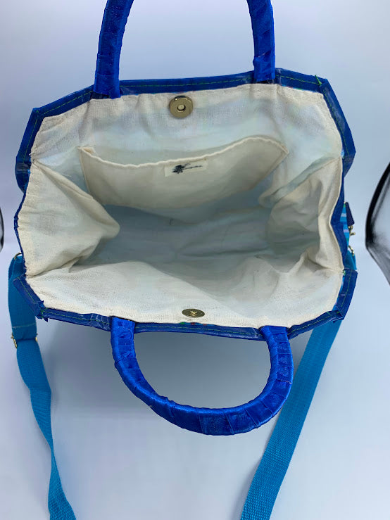 Evil eye embroidered mercado handbag