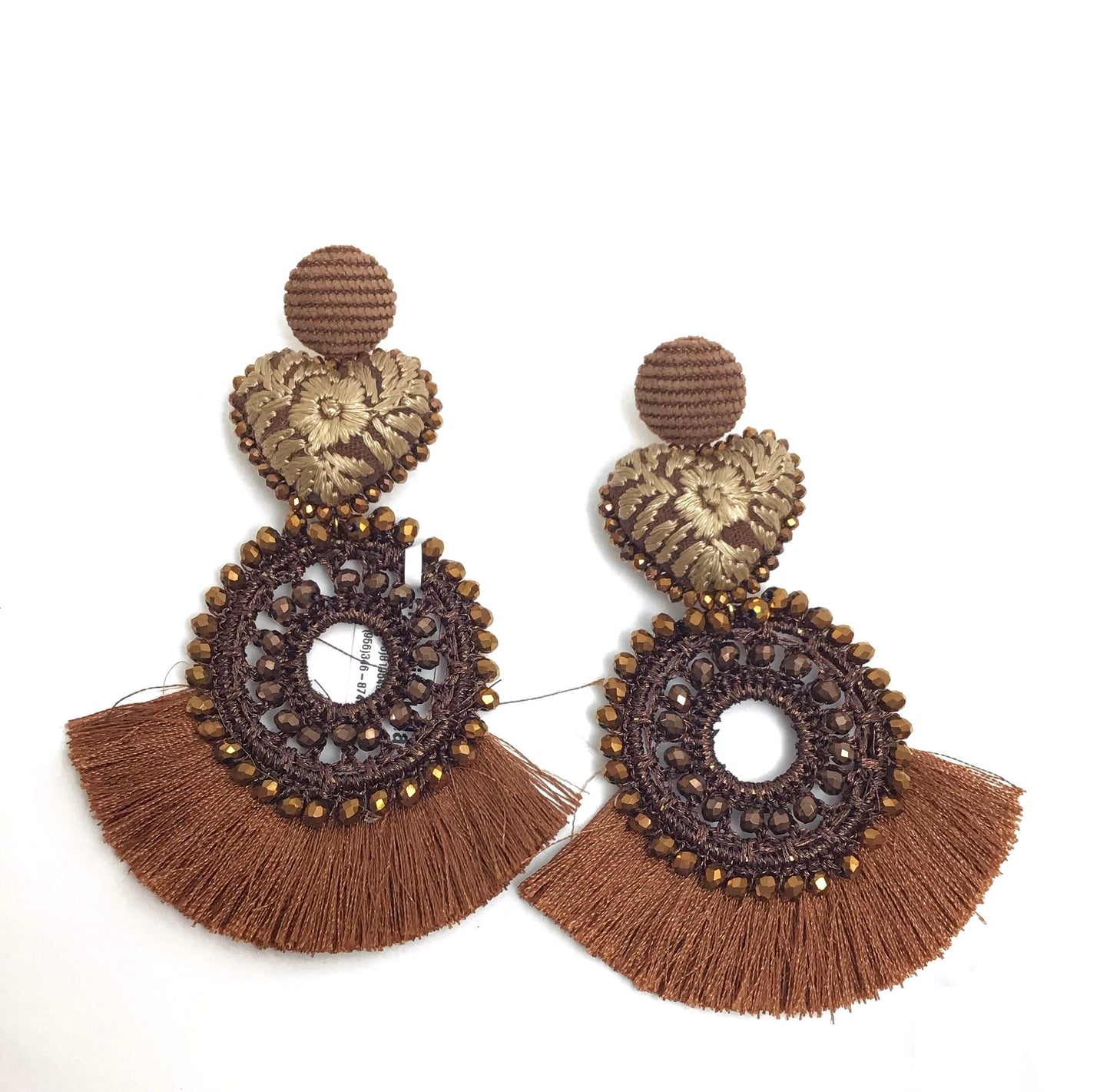 COFFEE EMBROIDERED EARRING