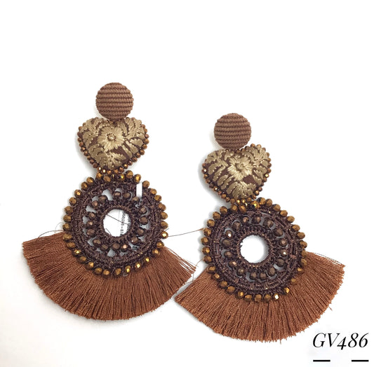 COFFEE EMBROIDERED EARRING