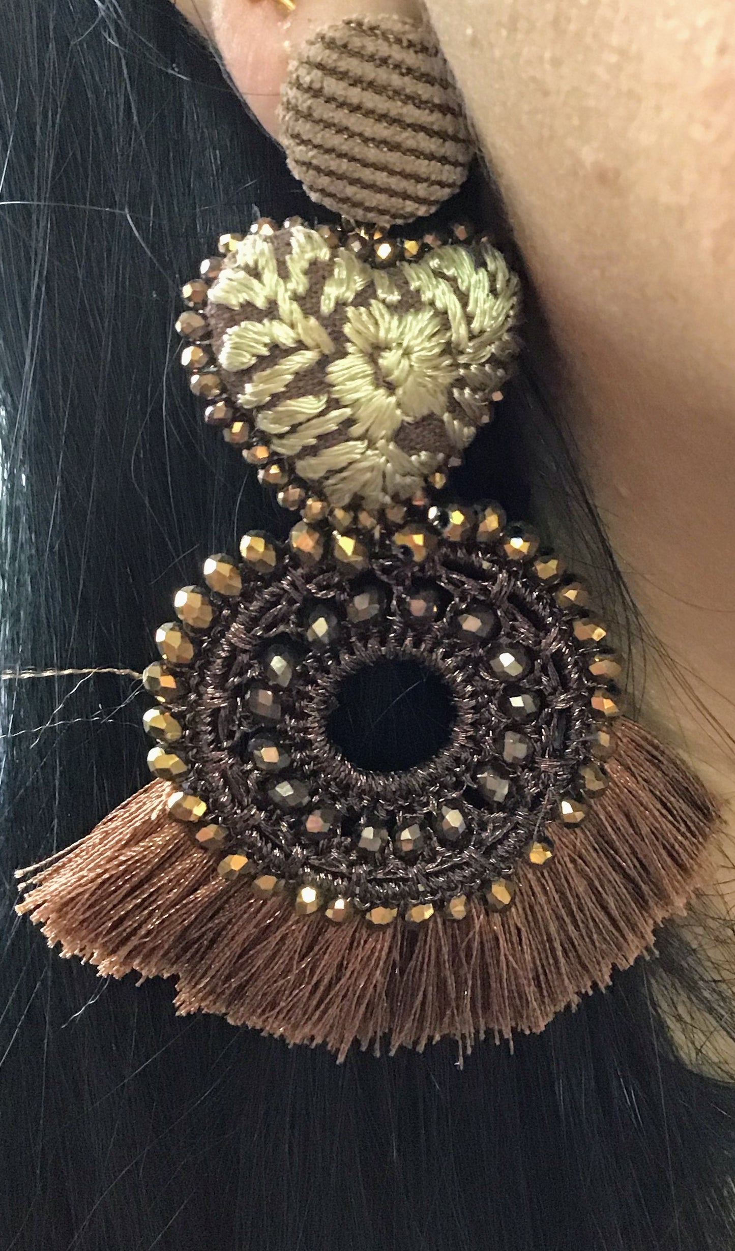 COFFEE EMBROIDERED EARRING