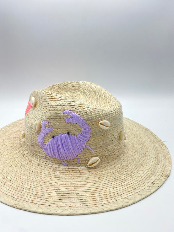 Embroidered or hand painted beach sea theme hat