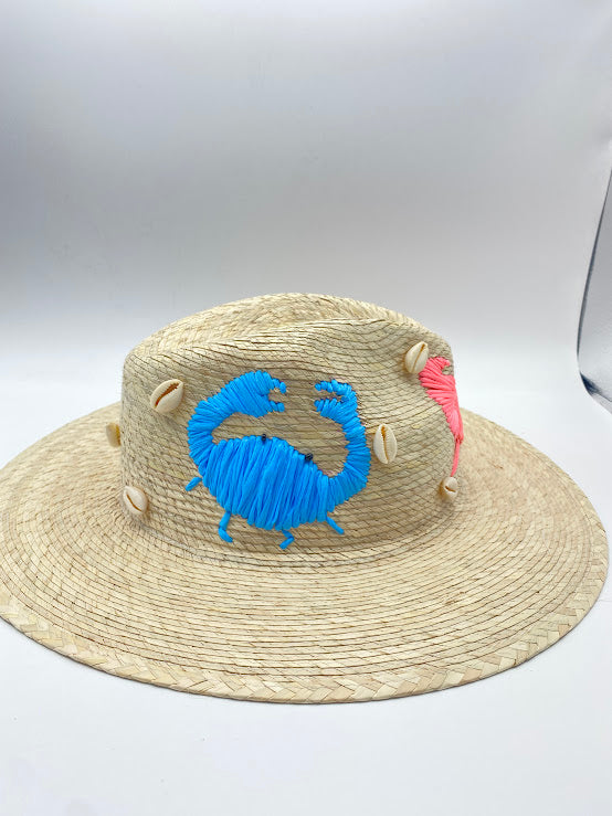 Embroidered or hand painted beach sea theme hat