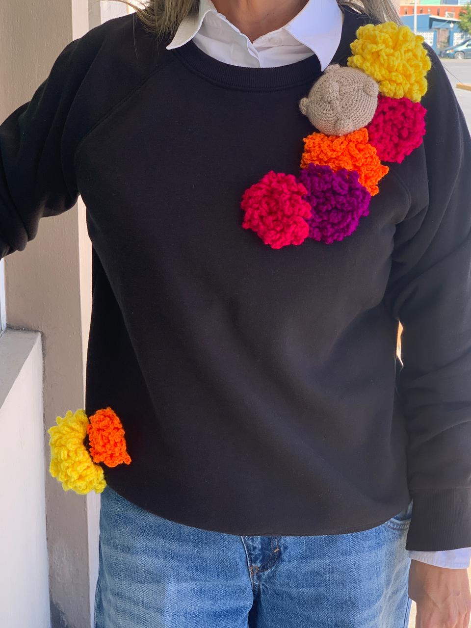 Handcrafted “Marigold Dreams” Sweatshirt – Mexican Artisan Design
