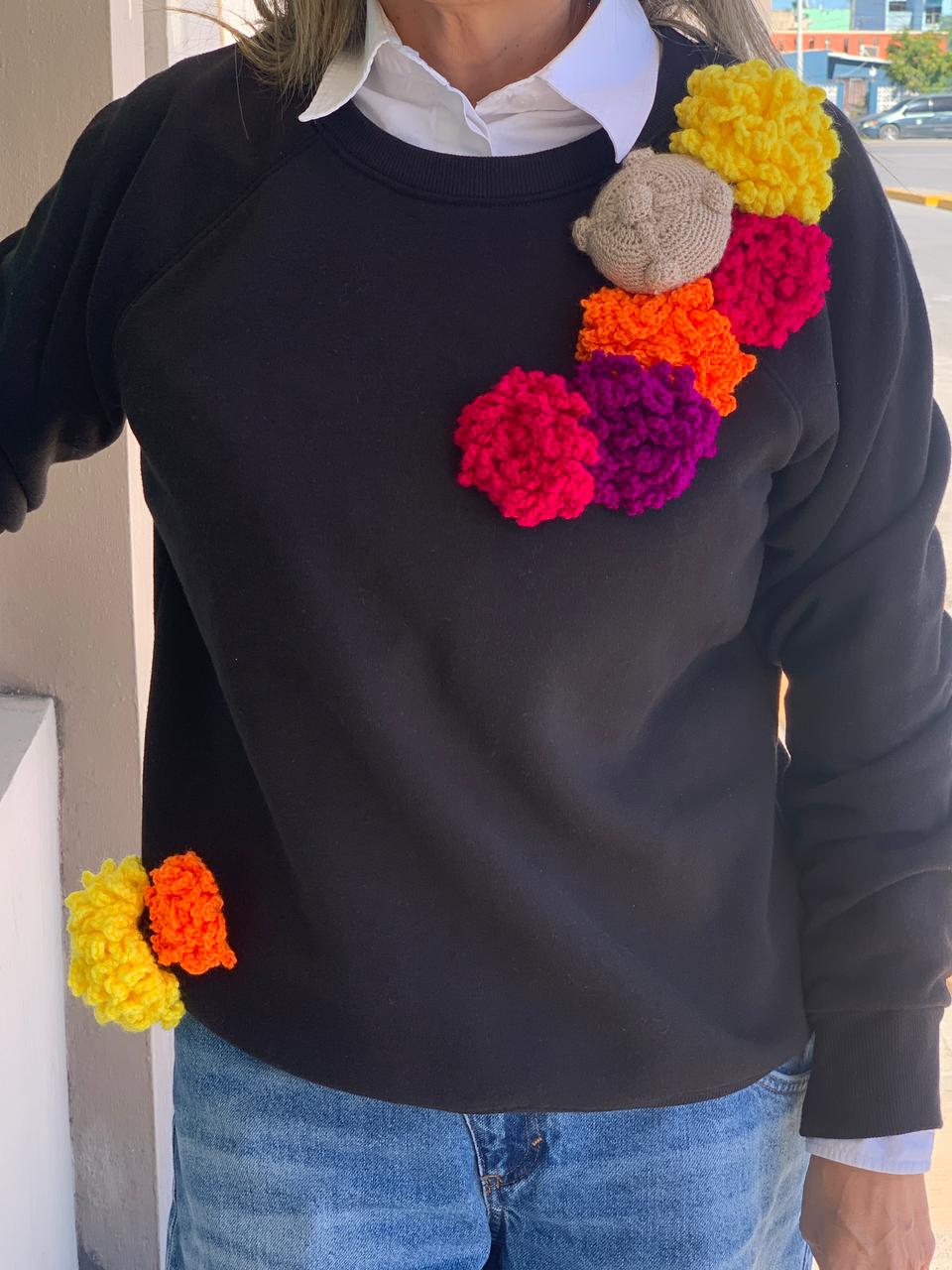 Handcrafted “Marigold Dreams” Sweatshirt – Mexican Artisan Design