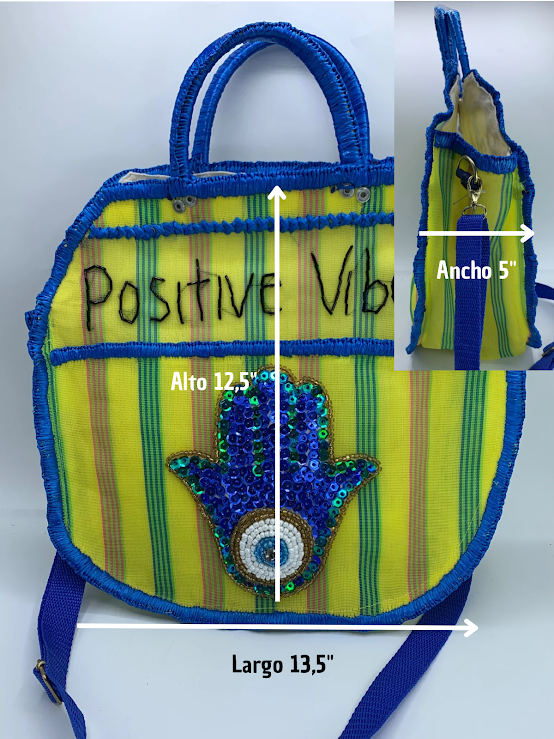 Hemsa hand Evil eye embroidered mercado handbag